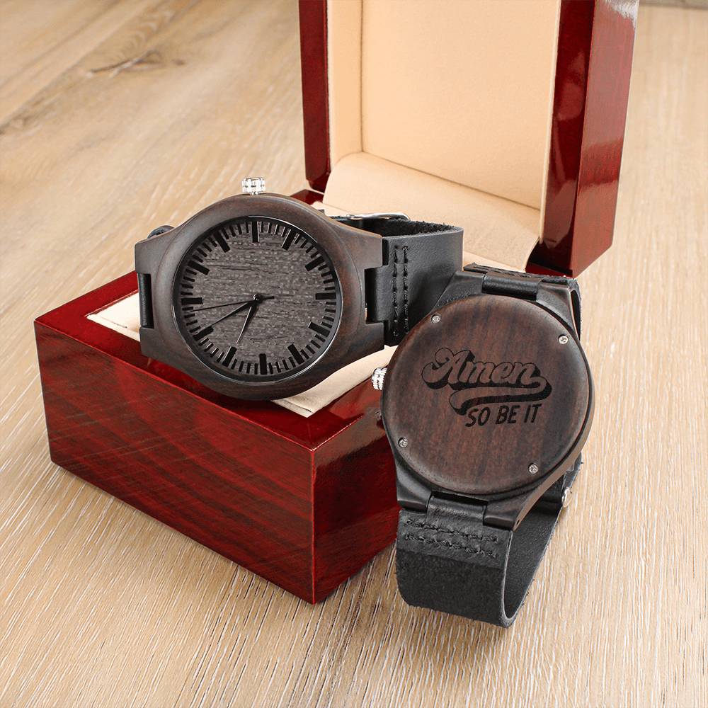 Christian Watch Amen So Be It Engraved Wooden Sandalwood Watches