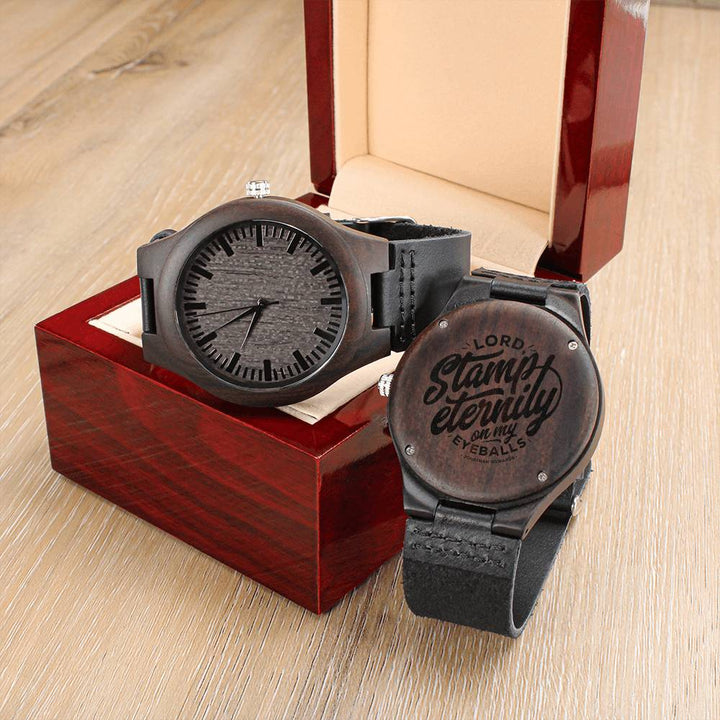 Christian Watch Stamp Eternity Engraved Wooden Sandalwood Watches