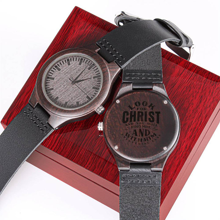 Christian Watch Look For Christ Engraved Wooden Sandalwood Watches Luxury Box