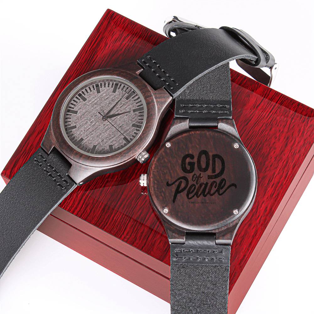 Christian Watch God of Peace Engraved Wooden Sandalwood Watches Luxury Box