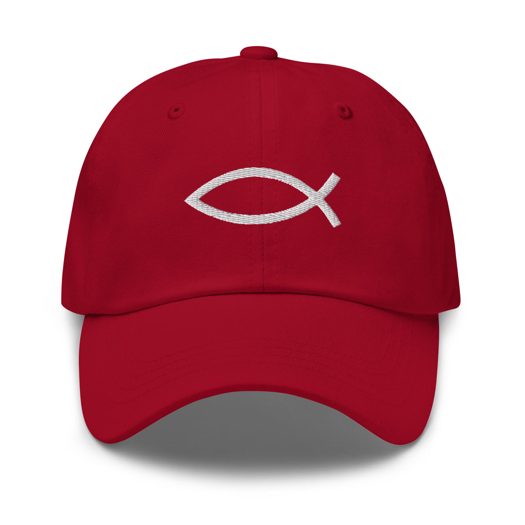 Christian Hat ΙΧΘΥΣ Fish Classic Dad Classic Dad Hat Cranberry