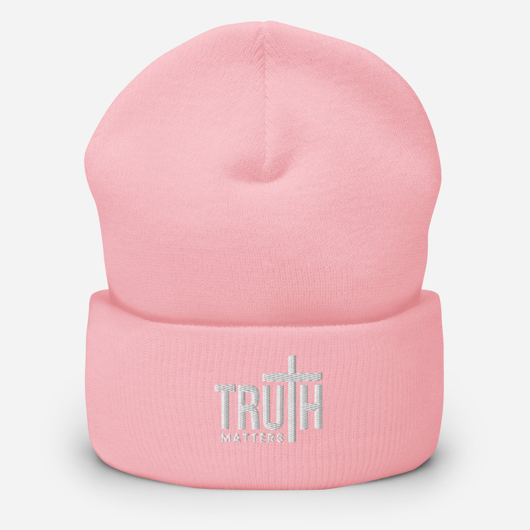 Christian Hat Truth Matters Beanie Cuffed Beanie Baby Pink