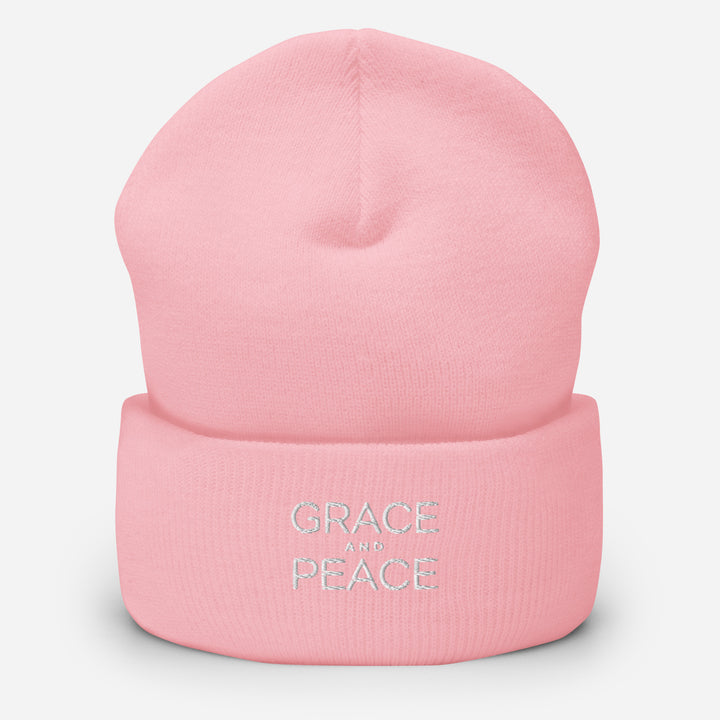 Christian Hat Grace and Peace Beanie Cuffed Beanie Baby Pink