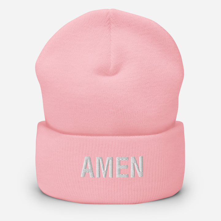 Christian Hat Amen Beanie Cuffed Beanie Baby Pink