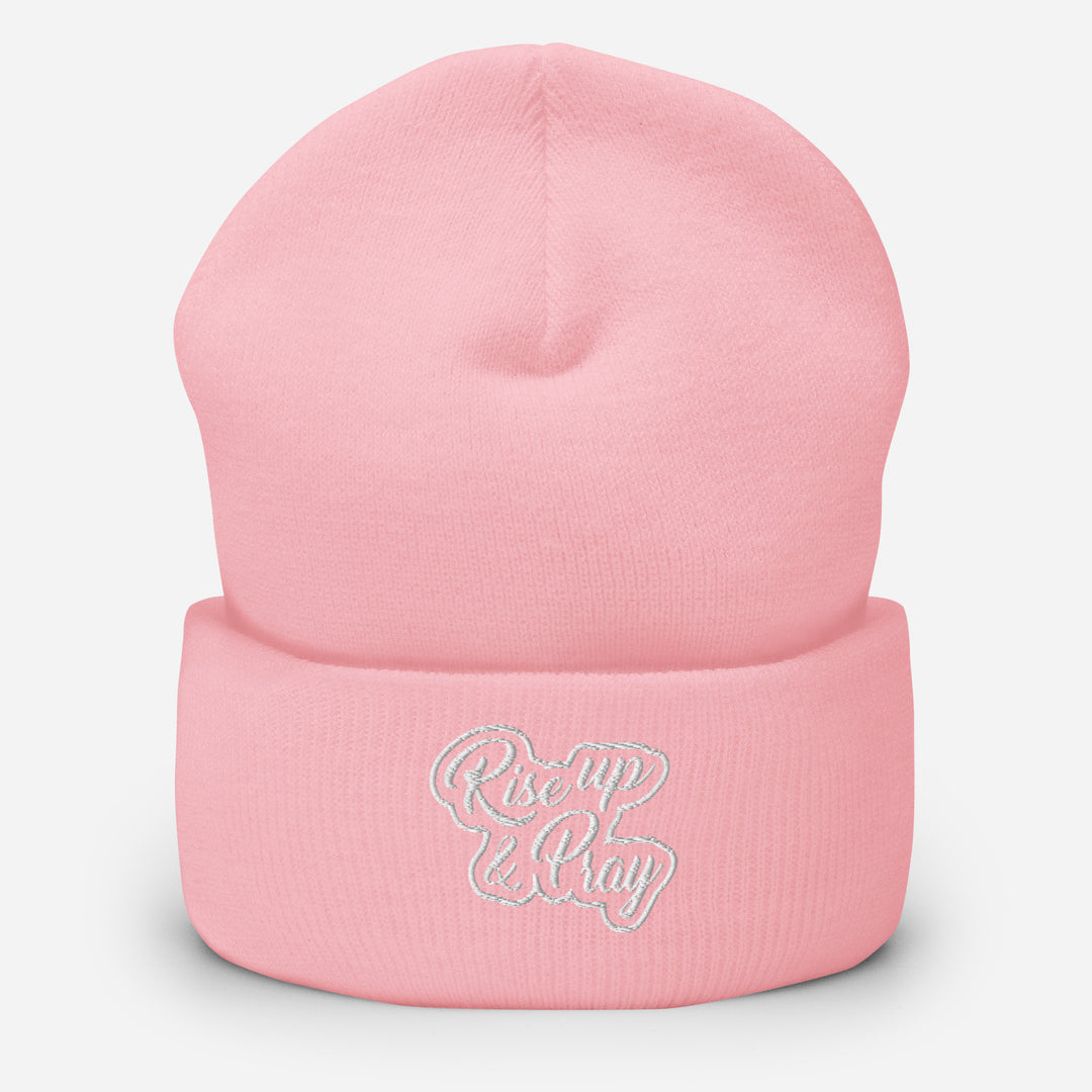 Christian Hat Rise Up & Pray Beanie Cuffed Beanie Baby Pink