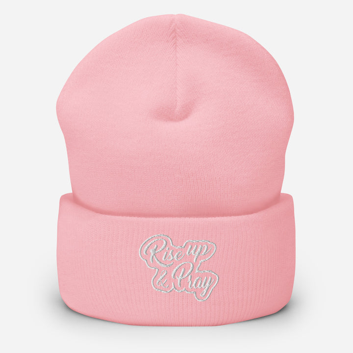 Christian Hat Rise Up & Pray Beanie Cuffed Beanie Baby Pink