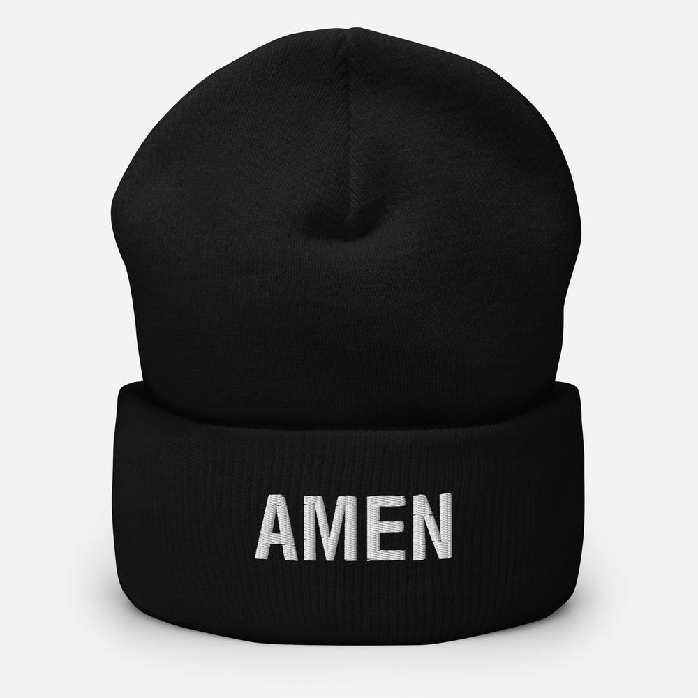 Christian Hat Amen Beanie Cuffed Beanie Black