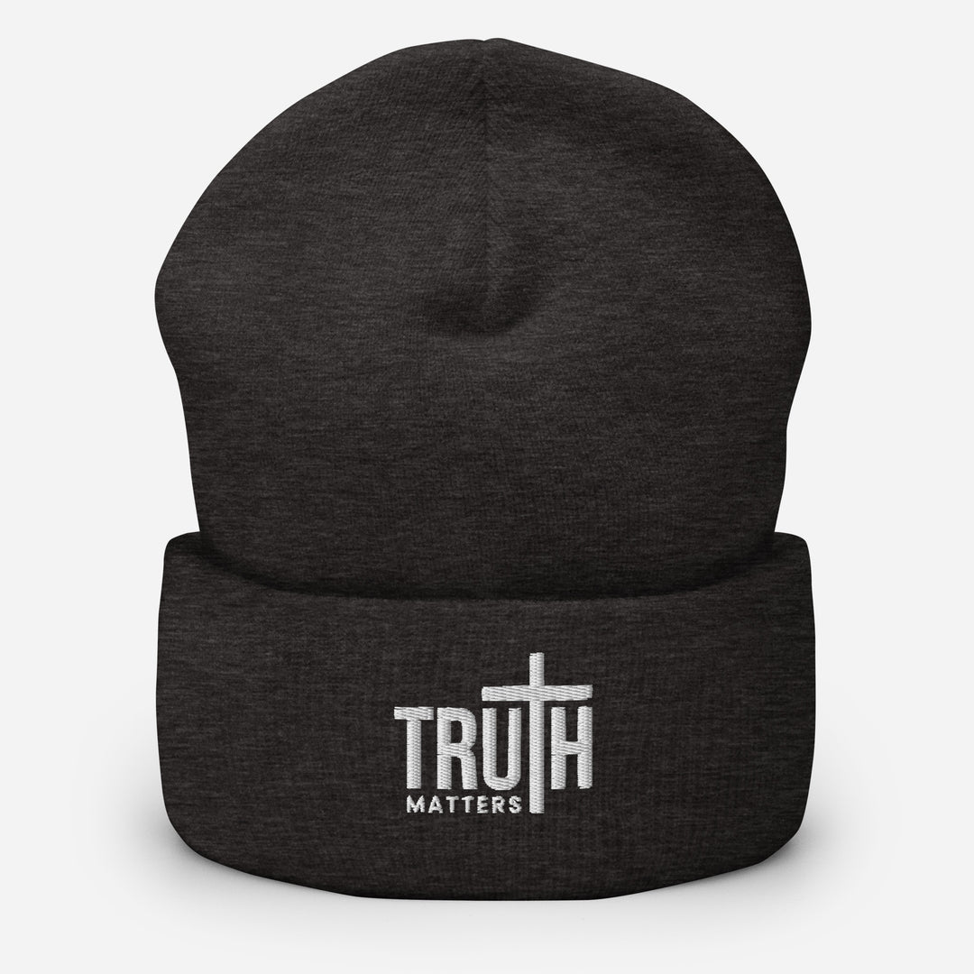 Christian Hat Truth Matters Beanie Cuffed Beanie Dark Grey