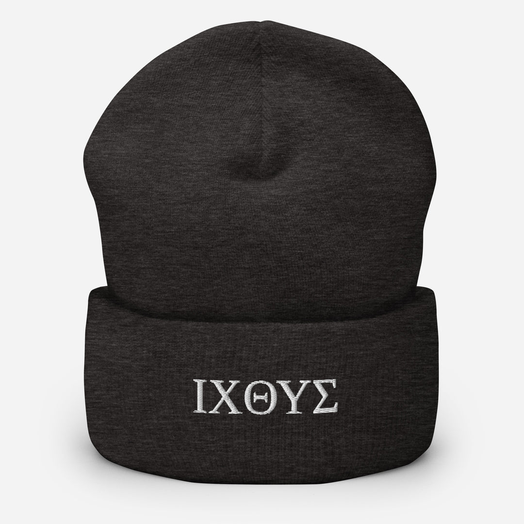 Christian Hat ΙΧΘΥΣ Beanie Cuffed Beanie Dark Grey