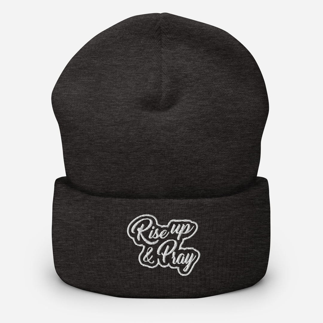 Christian Hat Rise Up & Pray Beanie Cuffed Beanie Dark Grey