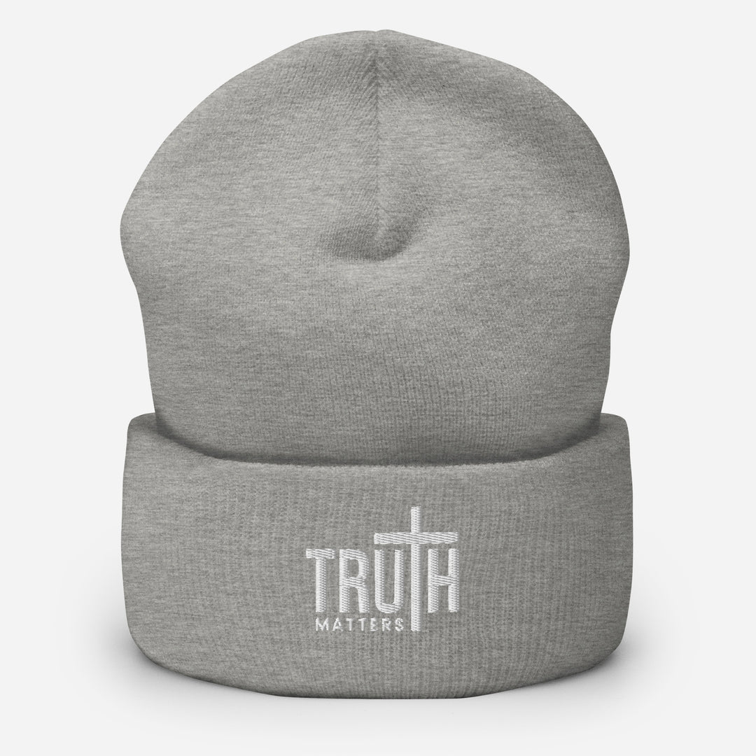 Christian Hat Truth Matters Beanie Cuffed Beanie Heather Grey