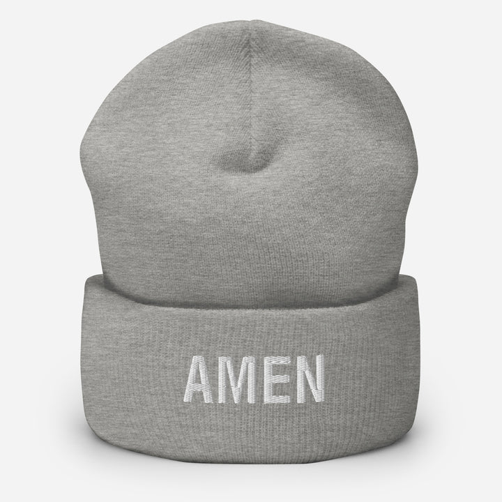 Christian Hat Amen Beanie Cuffed Beanie Heather Grey