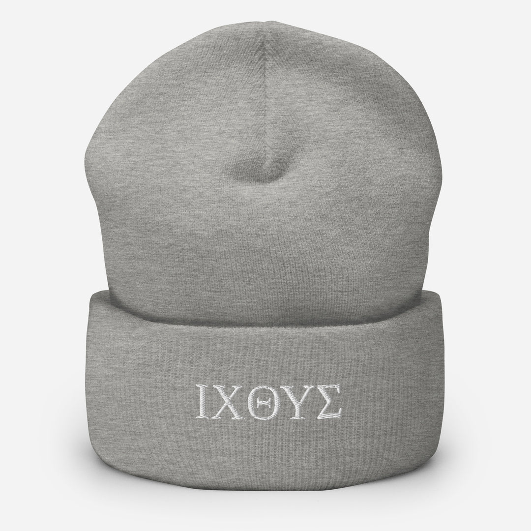 Christian Hat ΙΧΘΥΣ Beanie Cuffed Beanie Heather Grey