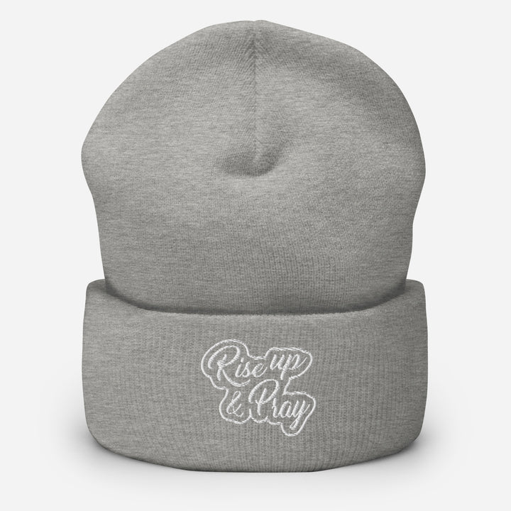 Christian Hat Rise Up & Pray Beanie Cuffed Beanie Heather Grey