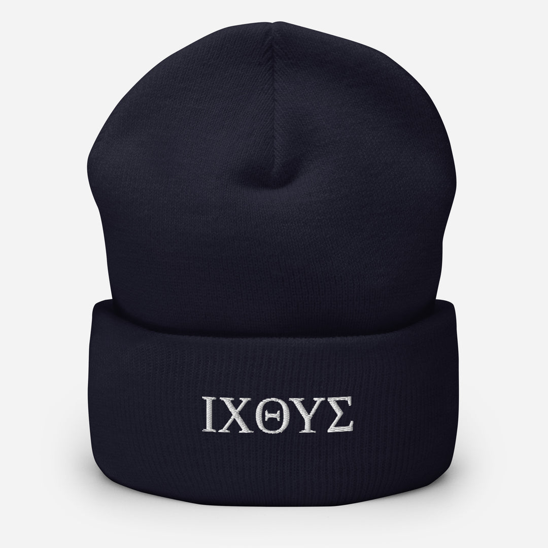 Christian Hat ΙΧΘΥΣ Beanie Cuffed Beanie Navy