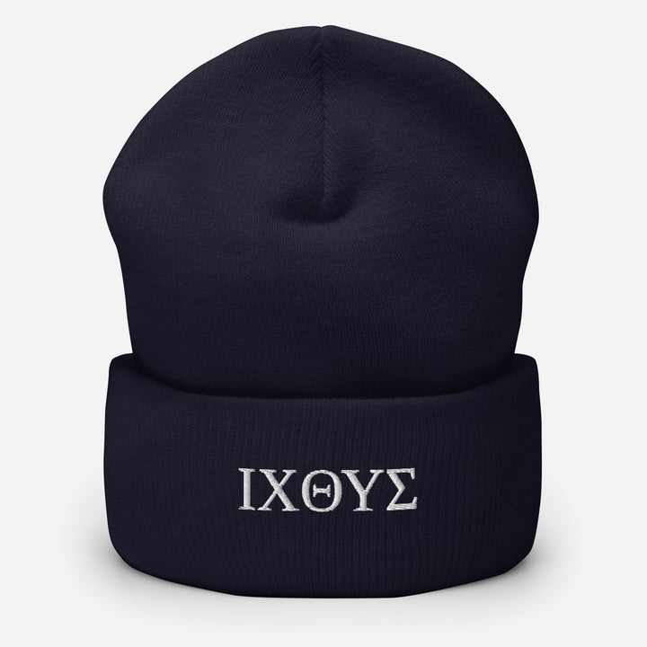 Christian Hat ΙΧΘΥΣ Beanie Cuffed Beanie Navy