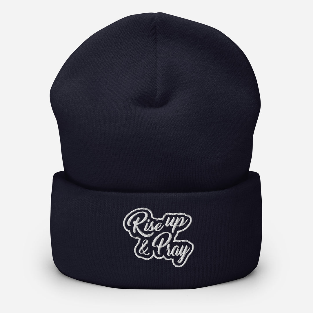 Christian Hat Rise Up & Pray Beanie Cuffed Beanie Navy