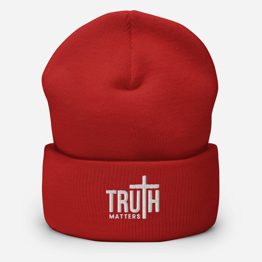 Christian Hat Truth Matters Beanie Cuffed Beanie Red