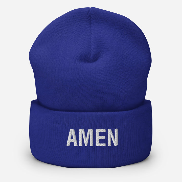 Christian Hat Amen Beanie Cuffed Beanie Royal