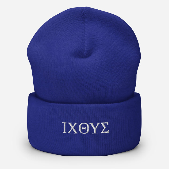 Christian Hat ΙΧΘΥΣ Beanie Cuffed Beanie Royal