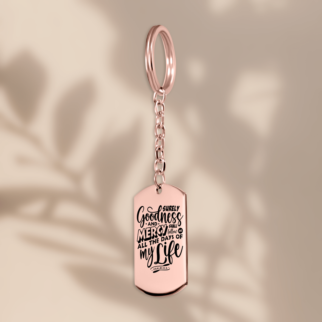 Christian Keychain Goodness and Mercy Tag Tag Keychains