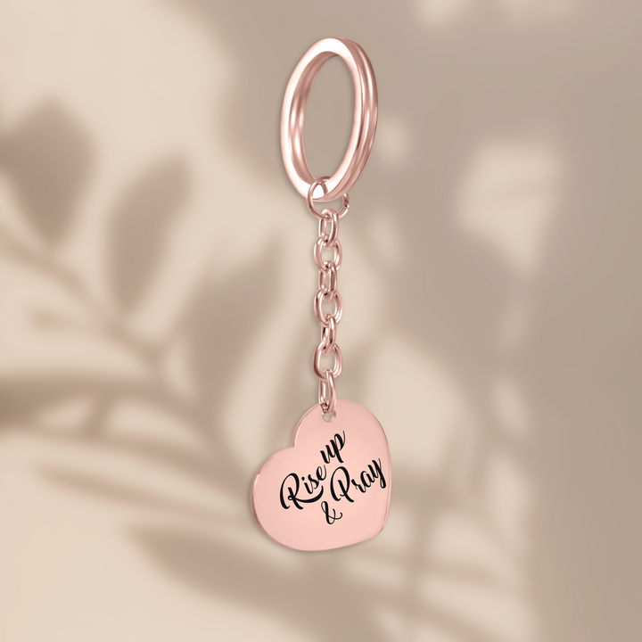 Christian Keychain Rise Up and Pray Heart Heart Keychains