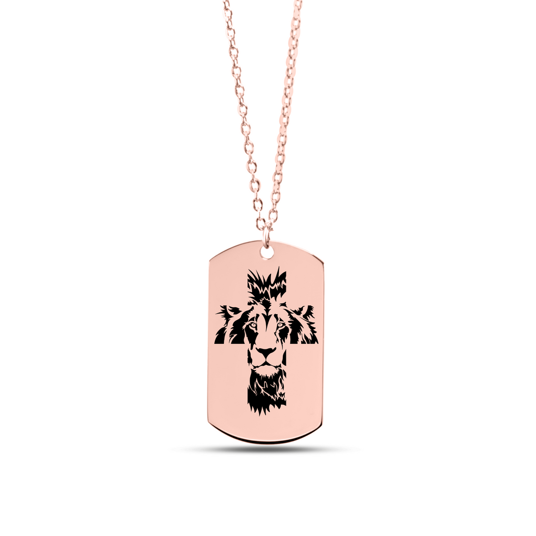 Christian Necklace Aslan Cross Tag Tag Necklaces