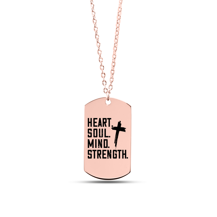 Christian Necklace Heart Soul Mind Strength Tag Tag Necklaces