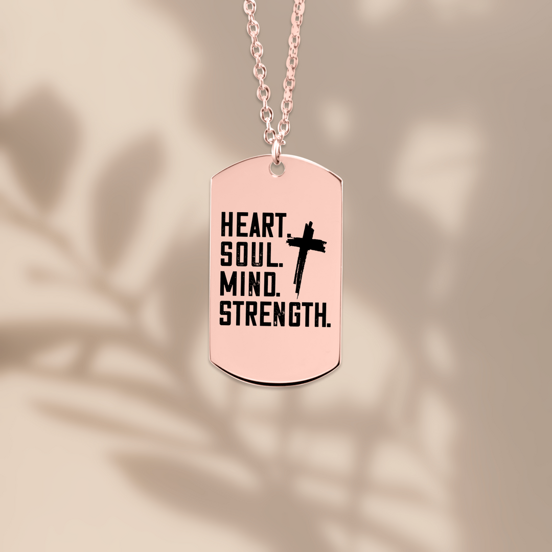 Christian Necklace Heart Soul Mind Strength Tag Tag Necklaces