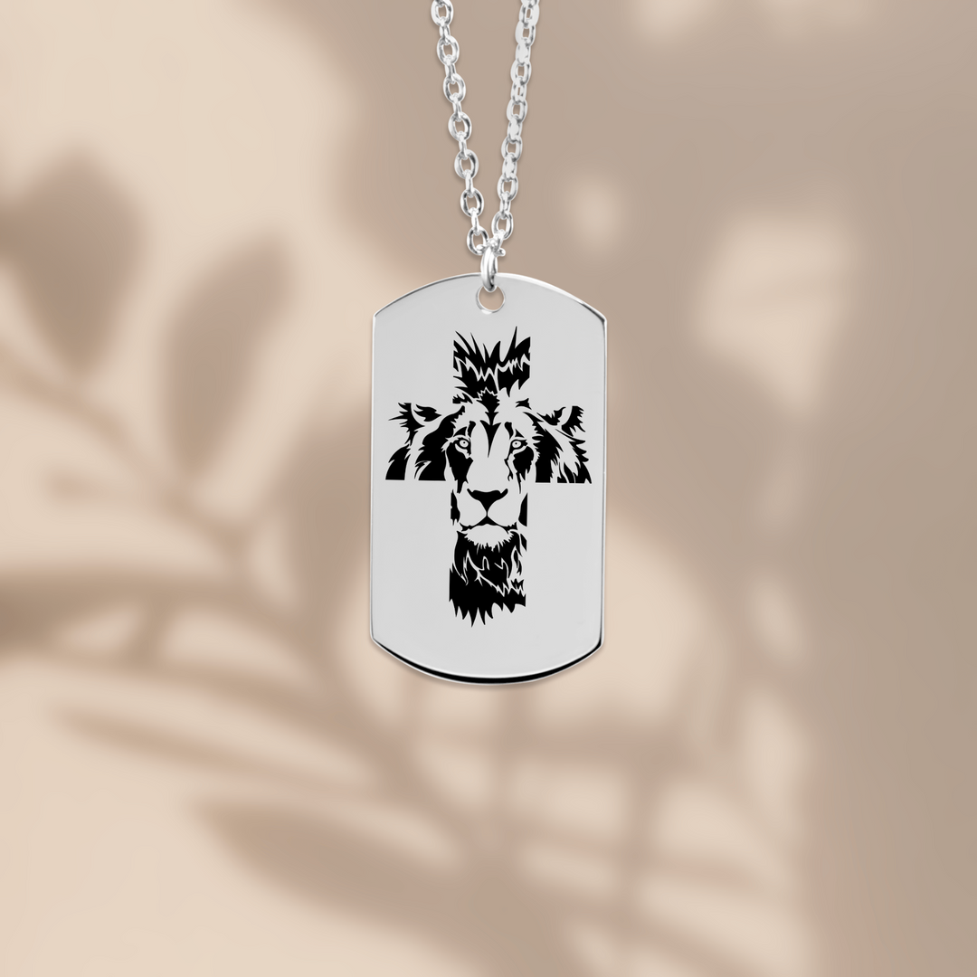 Christian Necklace Aslan Cross Tag Tag Necklaces