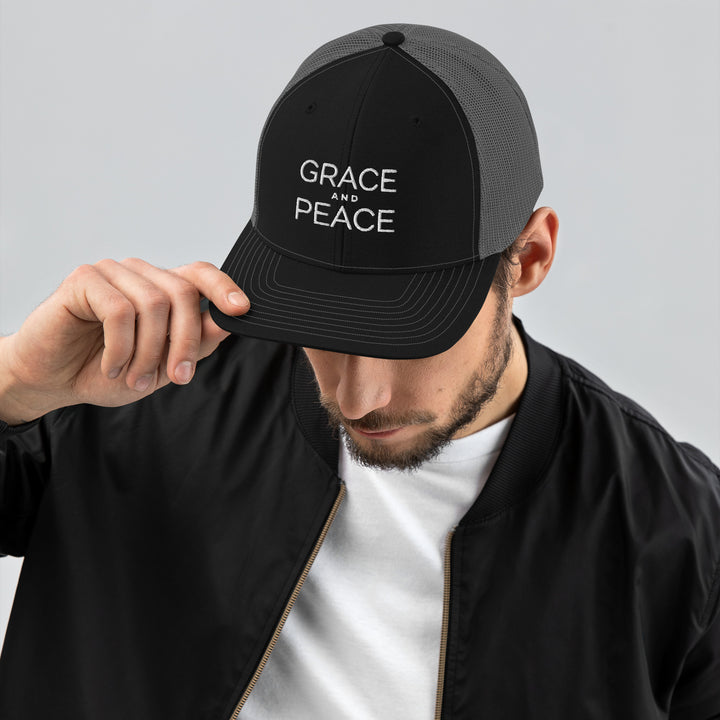 Christian Hat Grace and Peace Trucker Trucker Hat Black / Charcoal