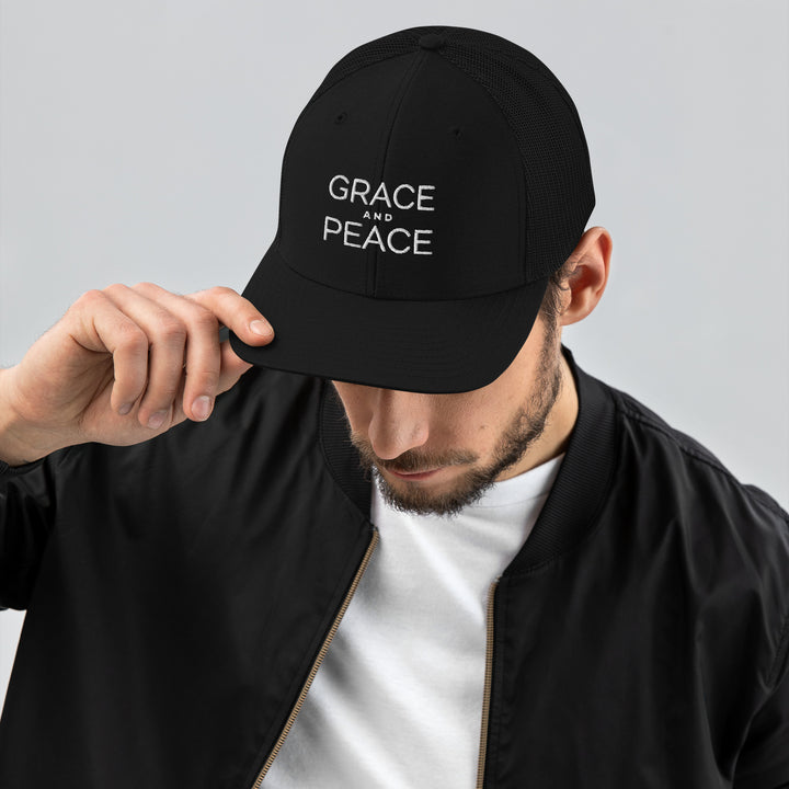 Christian Hat Grace and Peace Trucker Trucker Hat Black