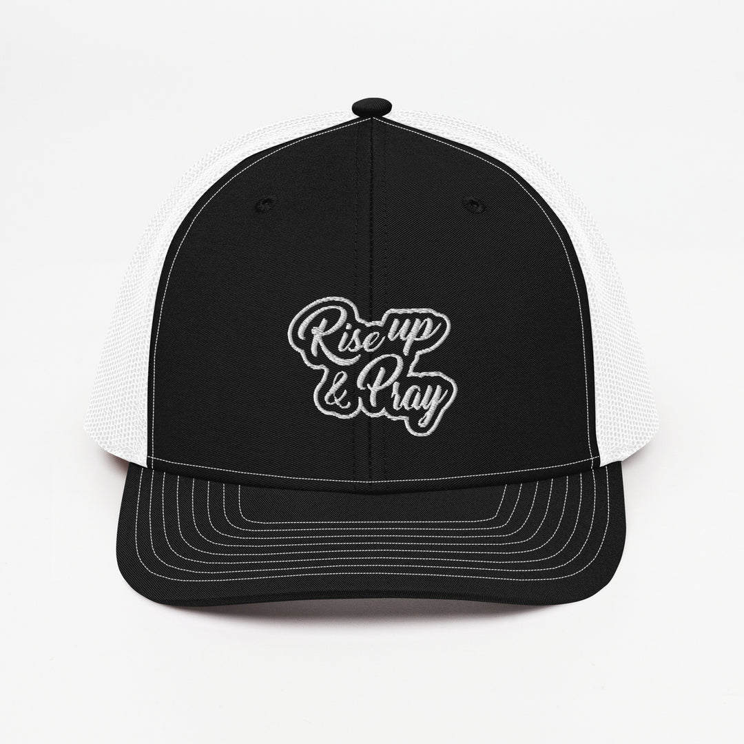 Christian Hat Rise Up & Pray Trucker Trucker Hat Black / White