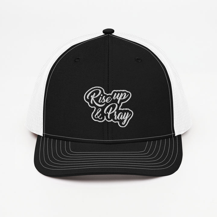 Christian Hat Rise Up & Pray Trucker Trucker Hat Black / White