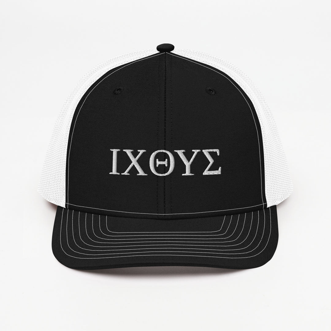 Christian Hat ΙΧΘΥΣ Trucker Trucker Hat Black / White