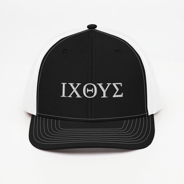 Christian Hat ΙΧΘΥΣ Trucker Trucker Hat Black / White