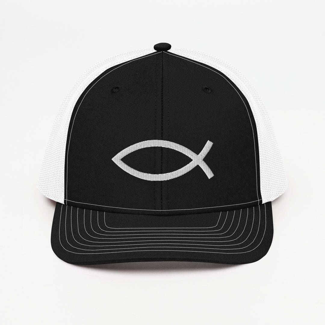 Christian Hat ΙΧΘΥΣ Trucker Trucker Hat Black / White