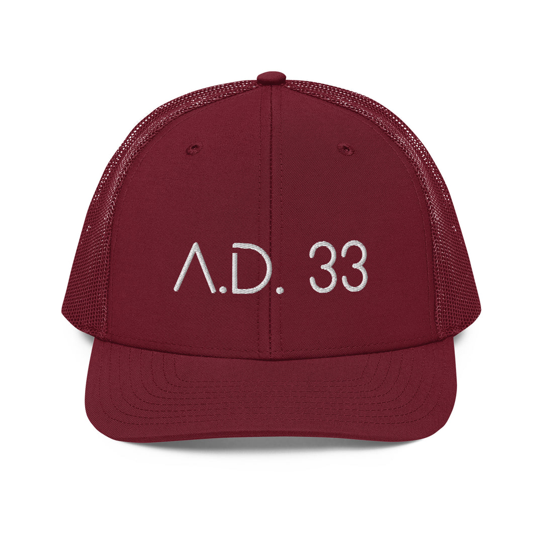 Christian Hat AD 33 Trucker Trucker Hat Cardinal