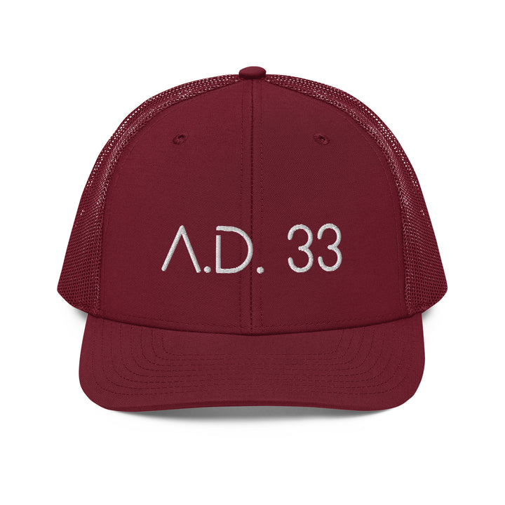 Christian Hat AD 33 Trucker Trucker Hat Cardinal