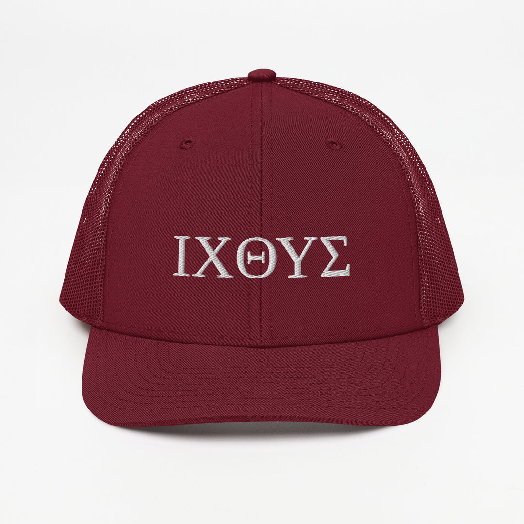 Christian Hat ΙΧΘΥΣ Trucker Trucker Hat Cardinal