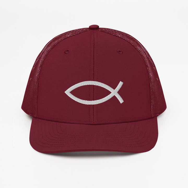 Christian Hat ΙΧΘΥΣ Trucker Trucker Hat Cardinal