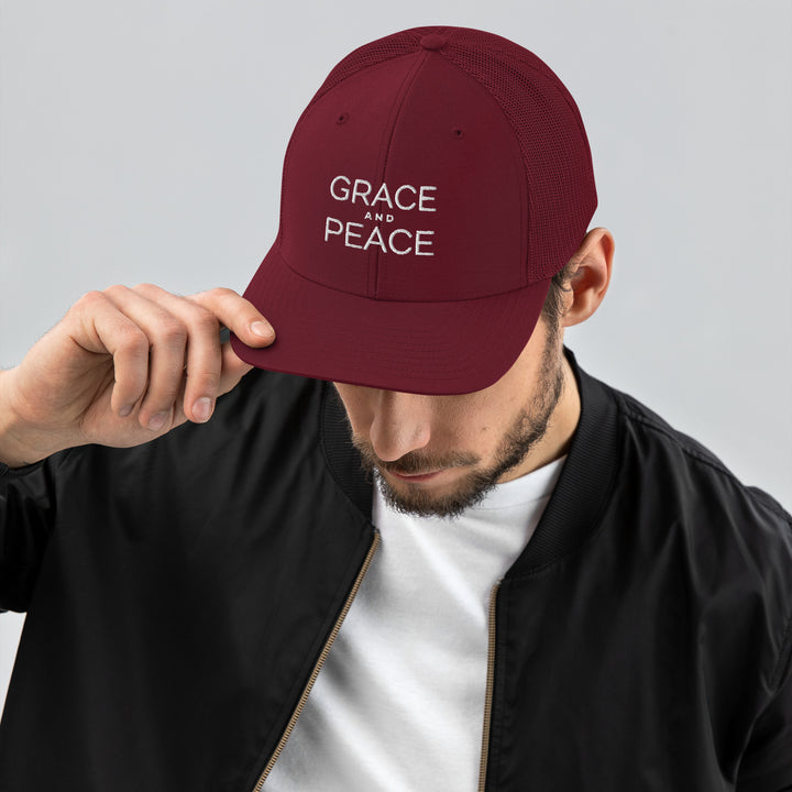 Christian Hat Grace and Peace Trucker Trucker Hat Cardinal