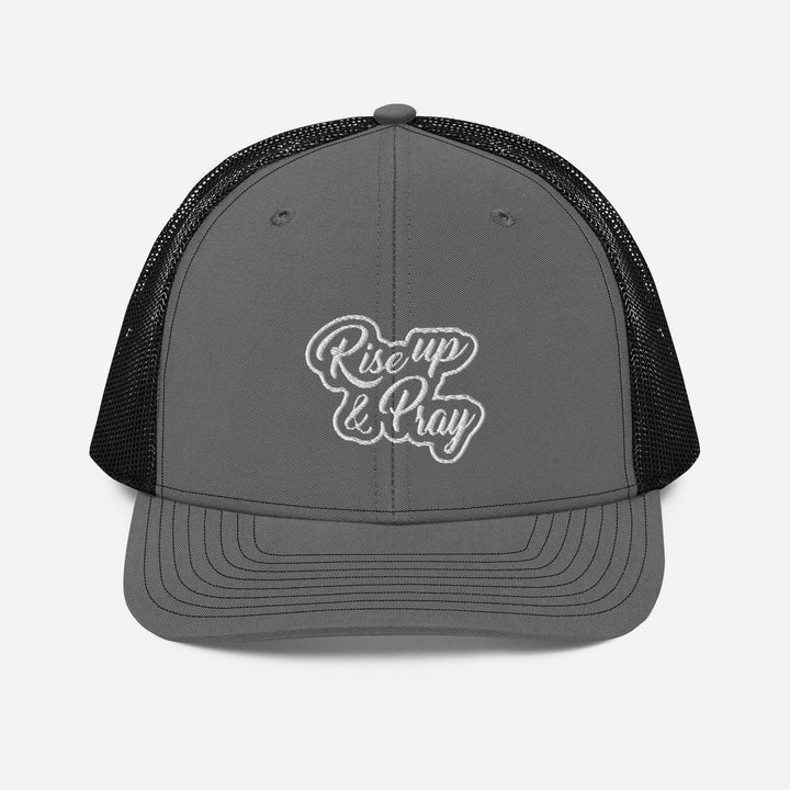 Christian Hat Rise Up & Pray Trucker Trucker Hat Charcoal/Black