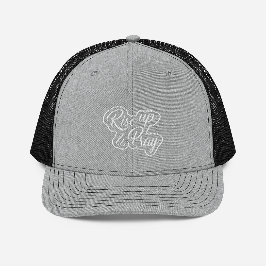 Christian Hat Rise Up & Pray Trucker Trucker Hat Heather Grey / Black