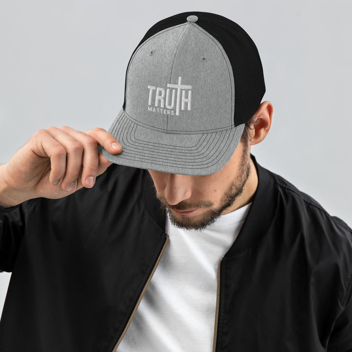 Christian Hat Truth Matters Trucker Trucker Hat Heather Grey / Black