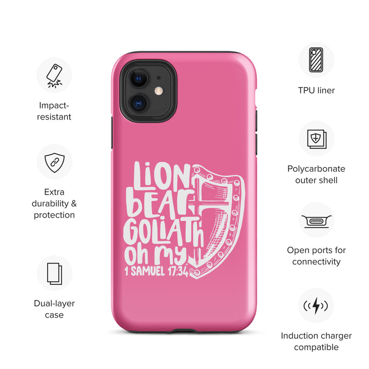 Christian Phone Case Lion Bear Goliath Oh My Pink for iPhone® iPhone® Phone Cases   