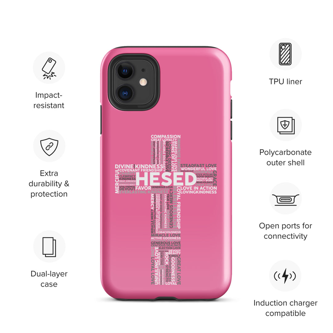 Christian Phone Case Hesed Cross Pink for iPhone® iPhone® Phone Cases   