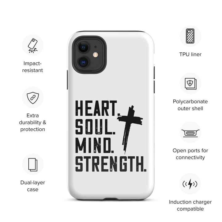 Christian Phone Case Heart Soul Mind Strength White for iPhone® iPhone® Phone Cases   