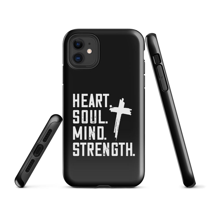 Christian Phone Case Heart Soul Mind Strength Black for iPhone® iPhone® Phone Cases   