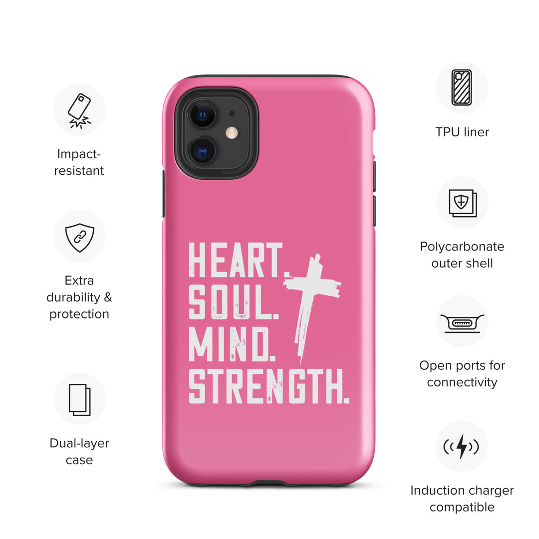 Christian Phone Case Heart Soul Mind Strength Pink for iPhone® iPhone® Phone Cases   